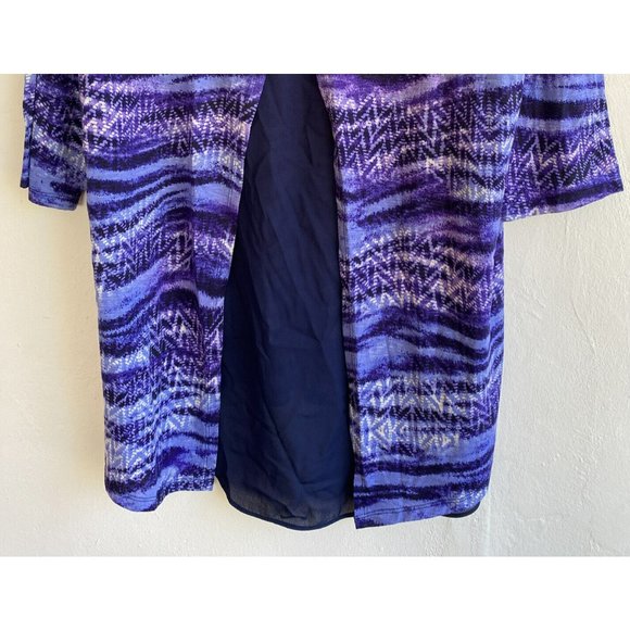COPY - Catherines Blouse Sizse 0X 14/16W Blue Purple 3/4 Sleeve Layered Zipper … - Picture 9 of 9